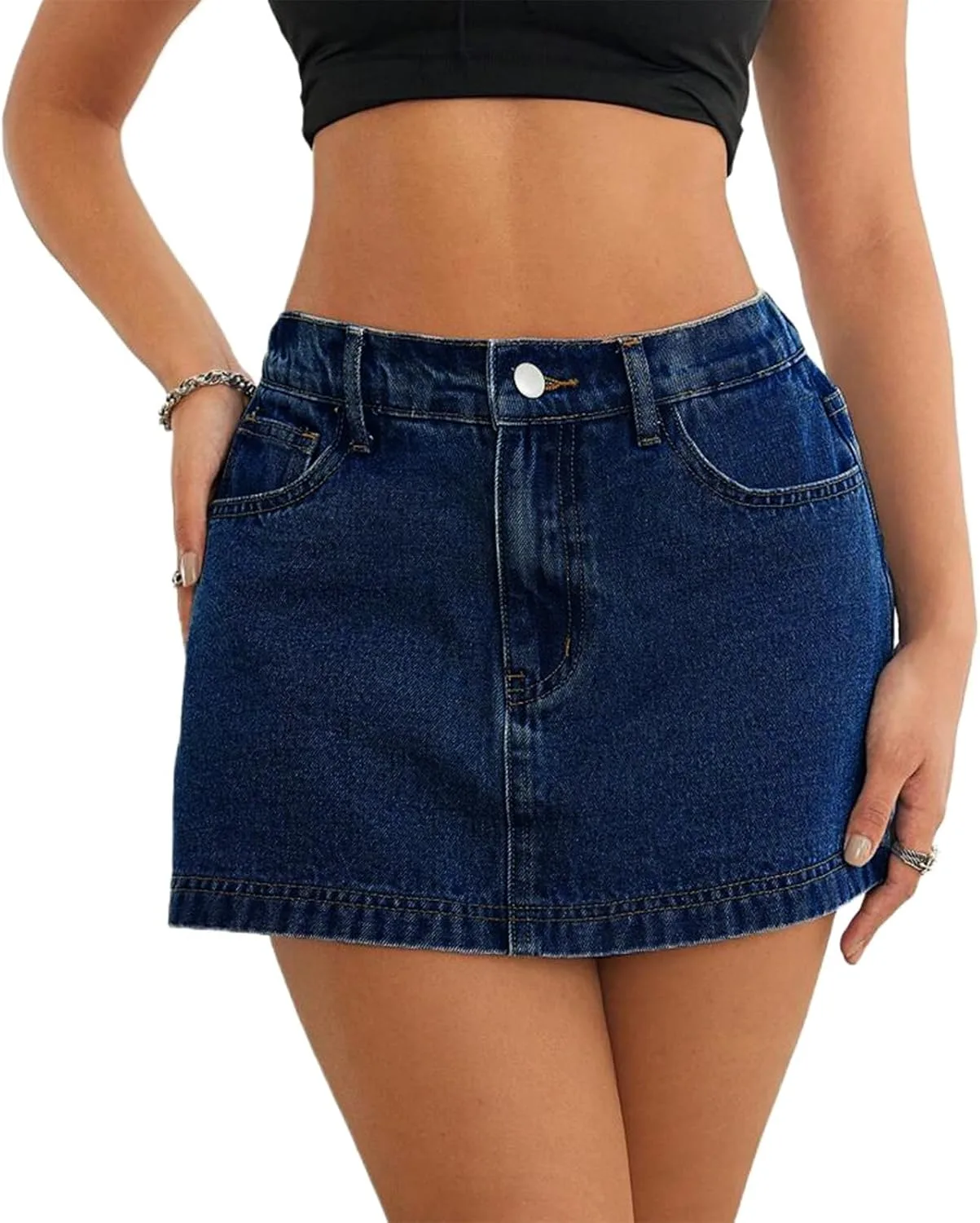 

SperLucky джинсы для женщин High Waisted Stretchy Short Denim Skort