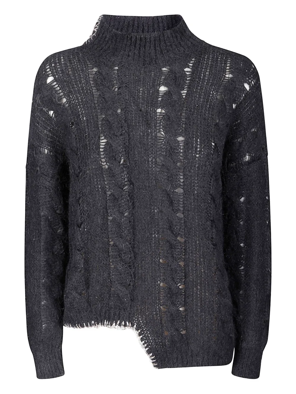 

Кашемировый свитер вязаный косичкой Cecile Handmade, серый