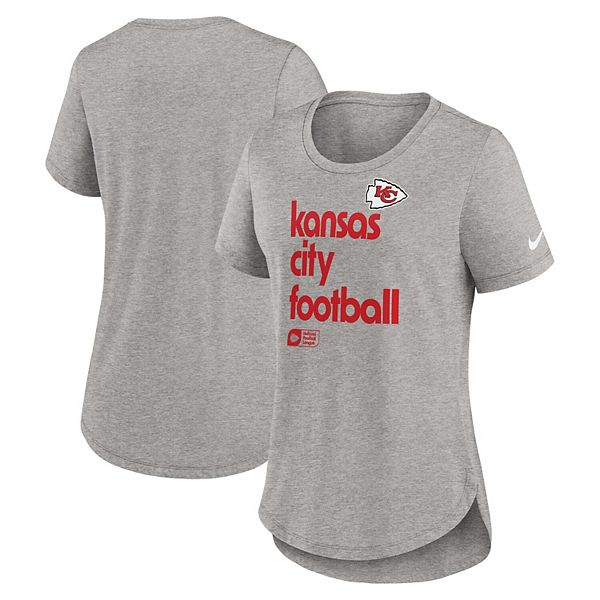Женская футболка Kansas City Chiefs из трикотажа три-бленд в цвете heather gray Nike — фото 2