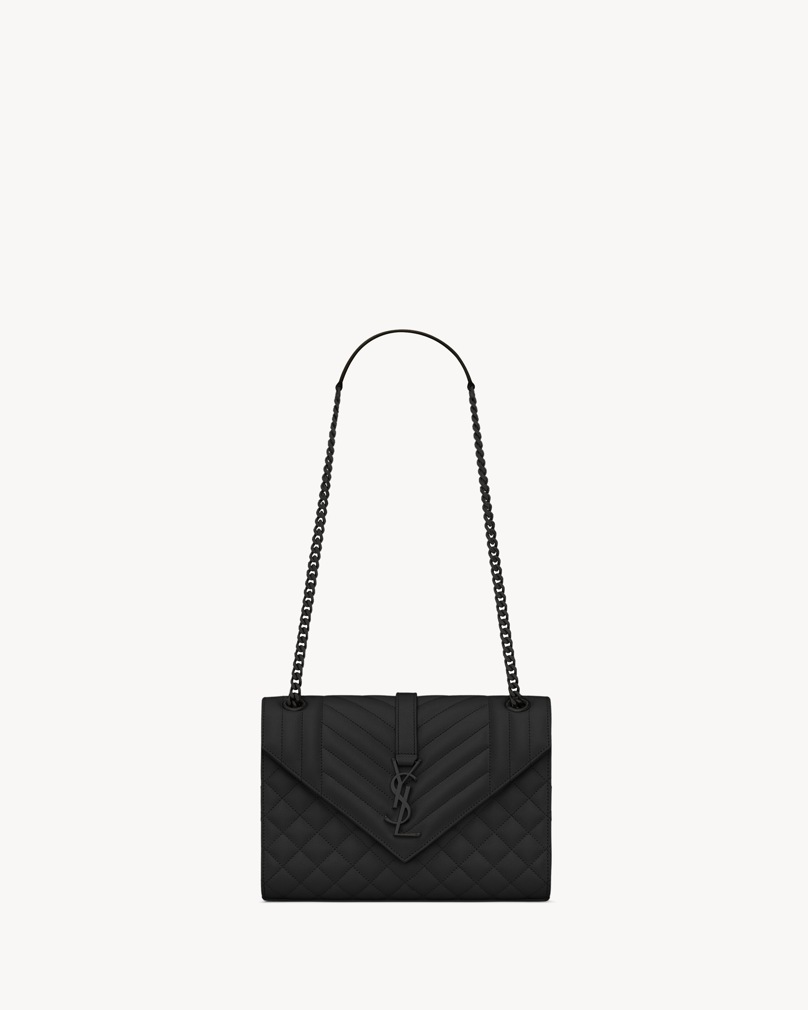 

Сумка Envelope Medium из стеганой кожи с тиснением Grain de Poudre SAINT LAURENT, черный
