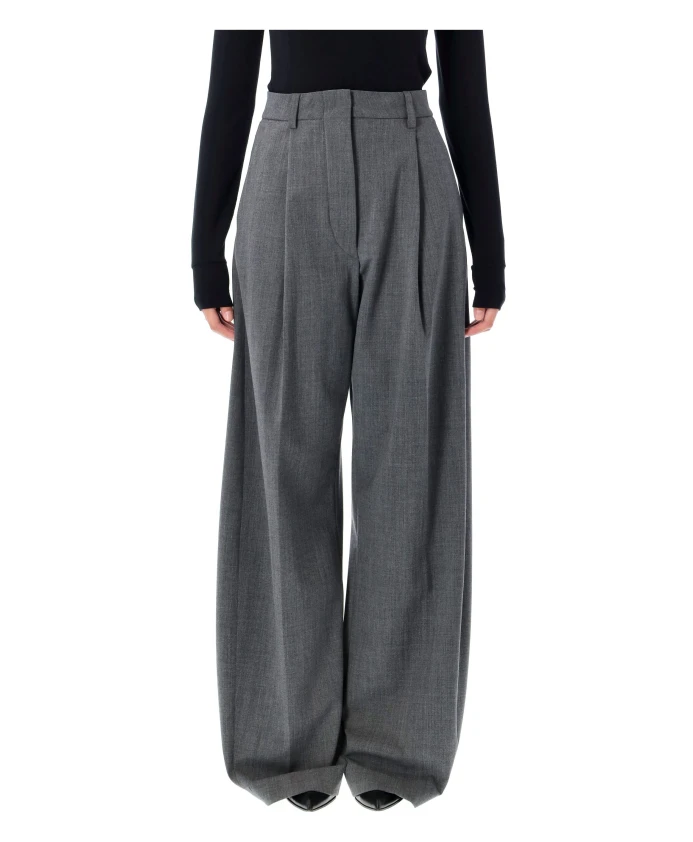 

Серые брюки из шерстяной смеси с широкими штанинами Thelatest, серый