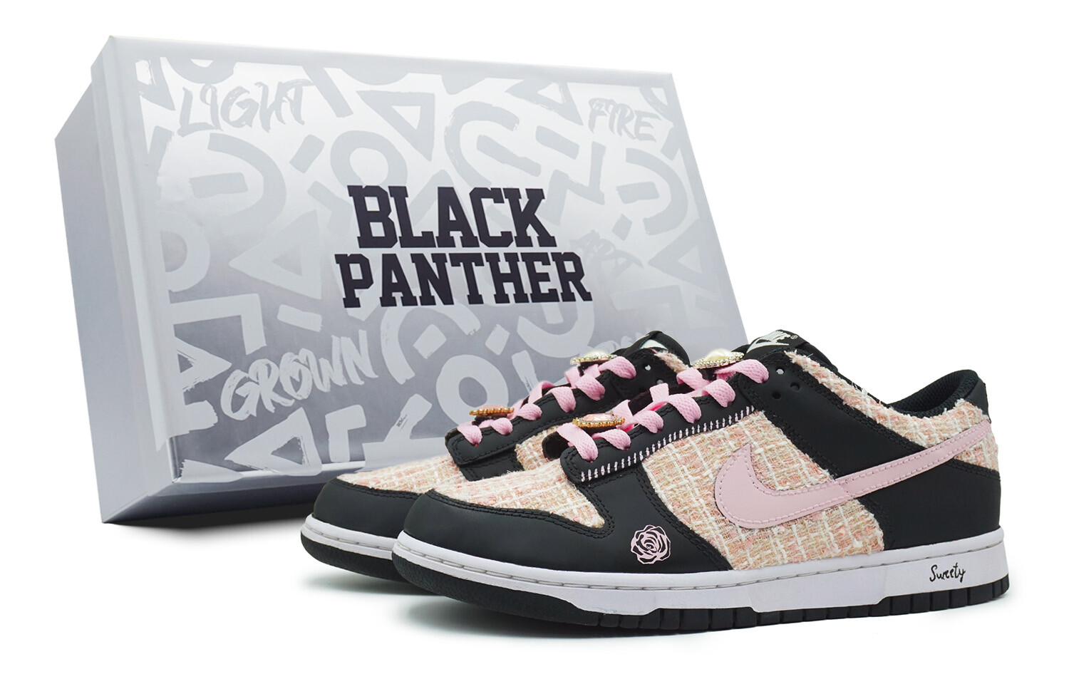 

Кроссовки Nike Dunk Skateboarding Shoes Women's Low-top Black/pink, розовый