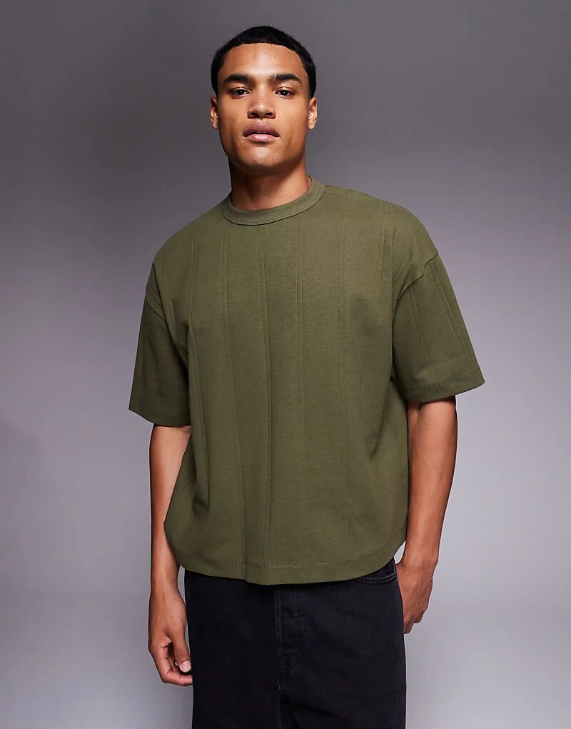 

Футболка свободного кроя с фактурным рисунком в рубчик от ASOS DESIGN цвета хаки