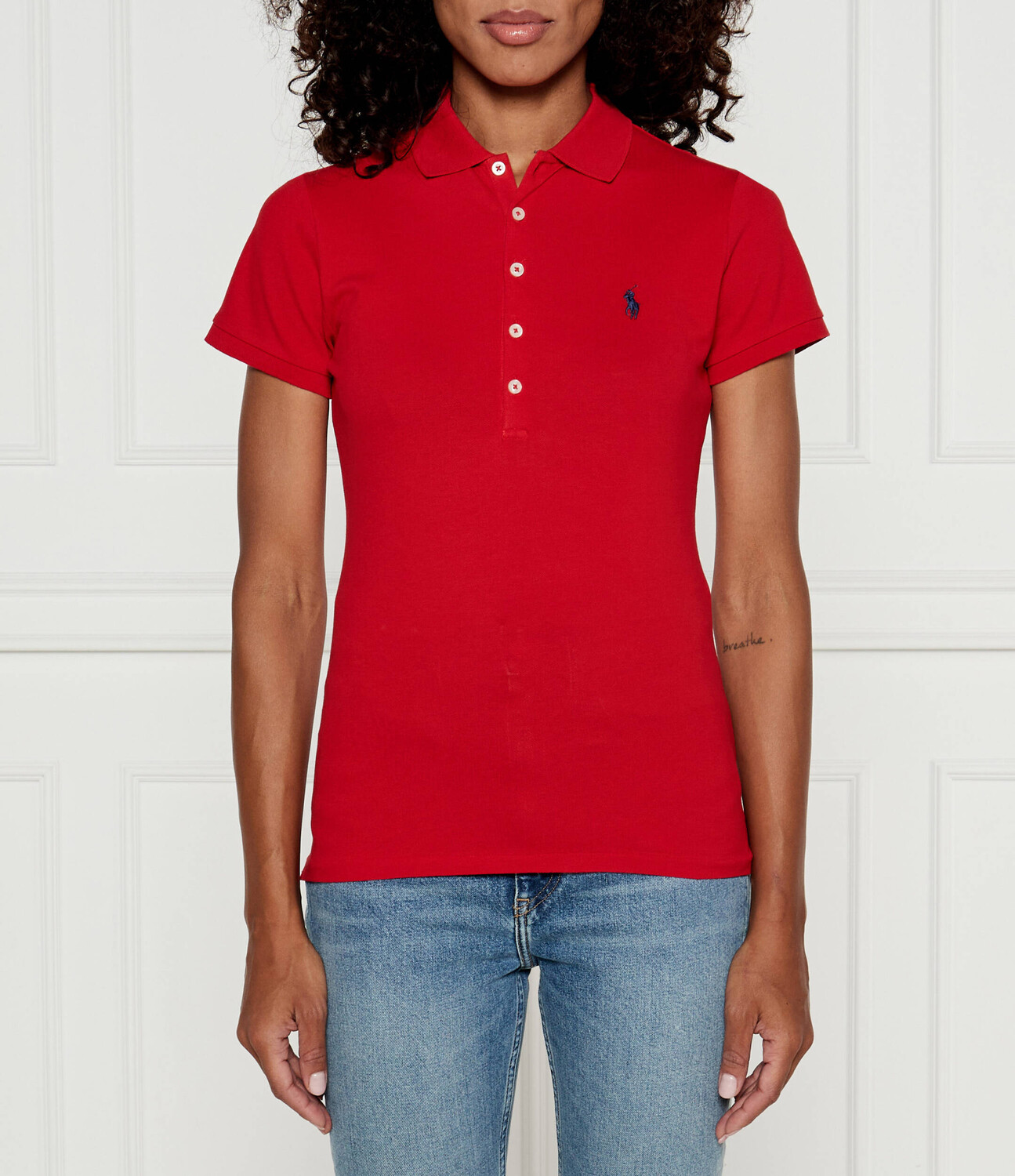 

Поло POLO RALPH LAUREN julie slim fit pique, красный