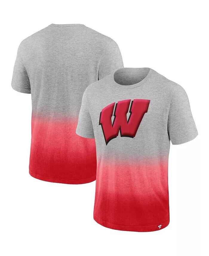 

Мужская серо-красная футболка с эффектом омбре Wisconsin Badgers Team Fanatics