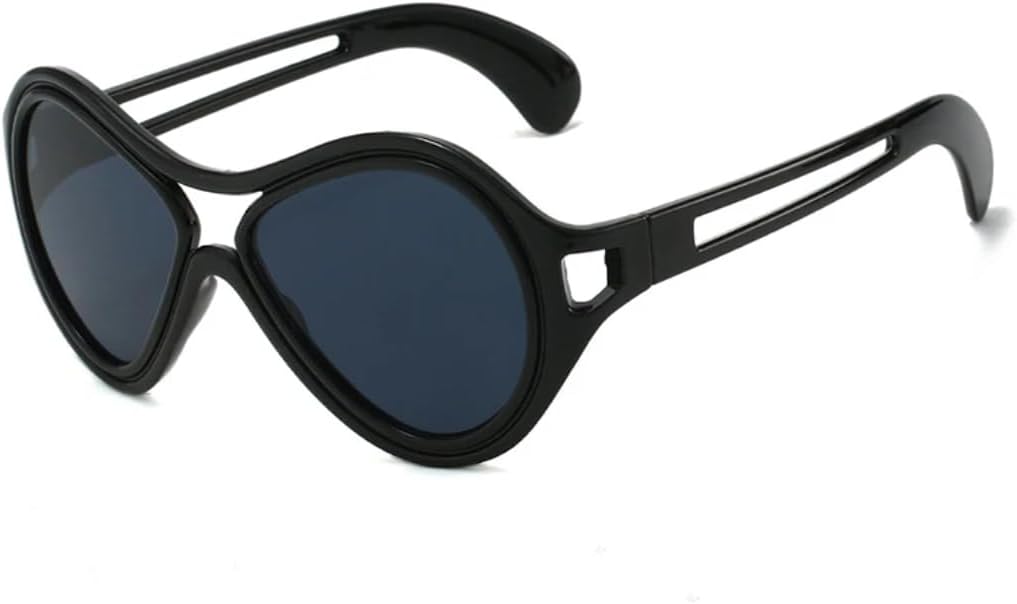 

Модные мужские солнцезащитные очки с двойной перемычкой, ретро-эффект, градиентные зеркальные линзы, защита от УФ-излучения UV400, женские трендовые уникальные очки с полой конструкцией VRTRFFTR, Black Grey