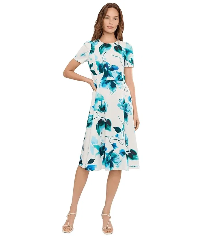 Платье A-line с цветочным принтом Calvin Klein, Regatta Multi