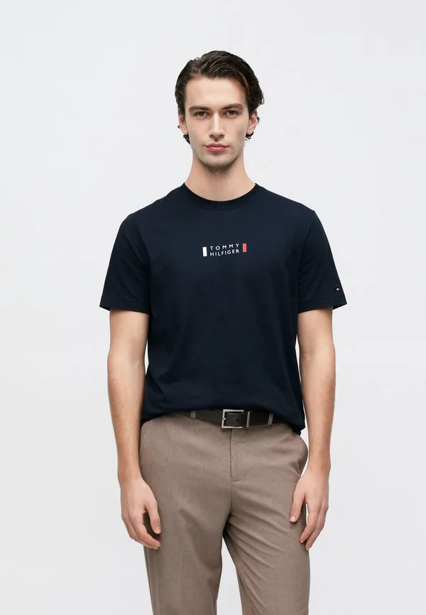 Футболка с небольшим центральным вырезом, базовая футболка. Tommy Hilfiger, Desert Sky