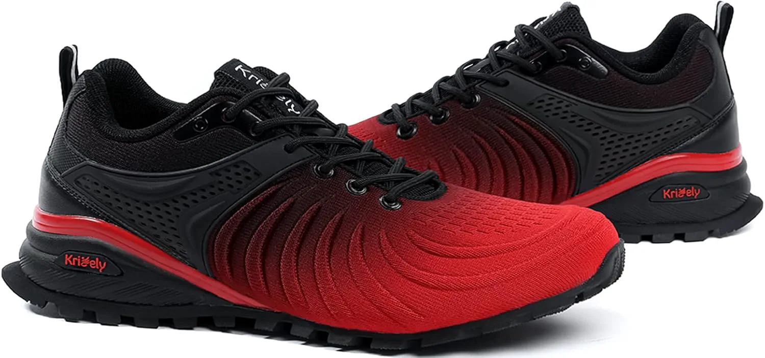 

Мужские кроссовки Kricely для ходьбы, дышащие, легкие, модные, с нескользящей подошвой для спорта, тренировок, бега и пробежек по тропе, черный