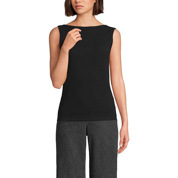 

Женский топ без рукавов с ажурной резинкой и лодочкой Lands' End, Black