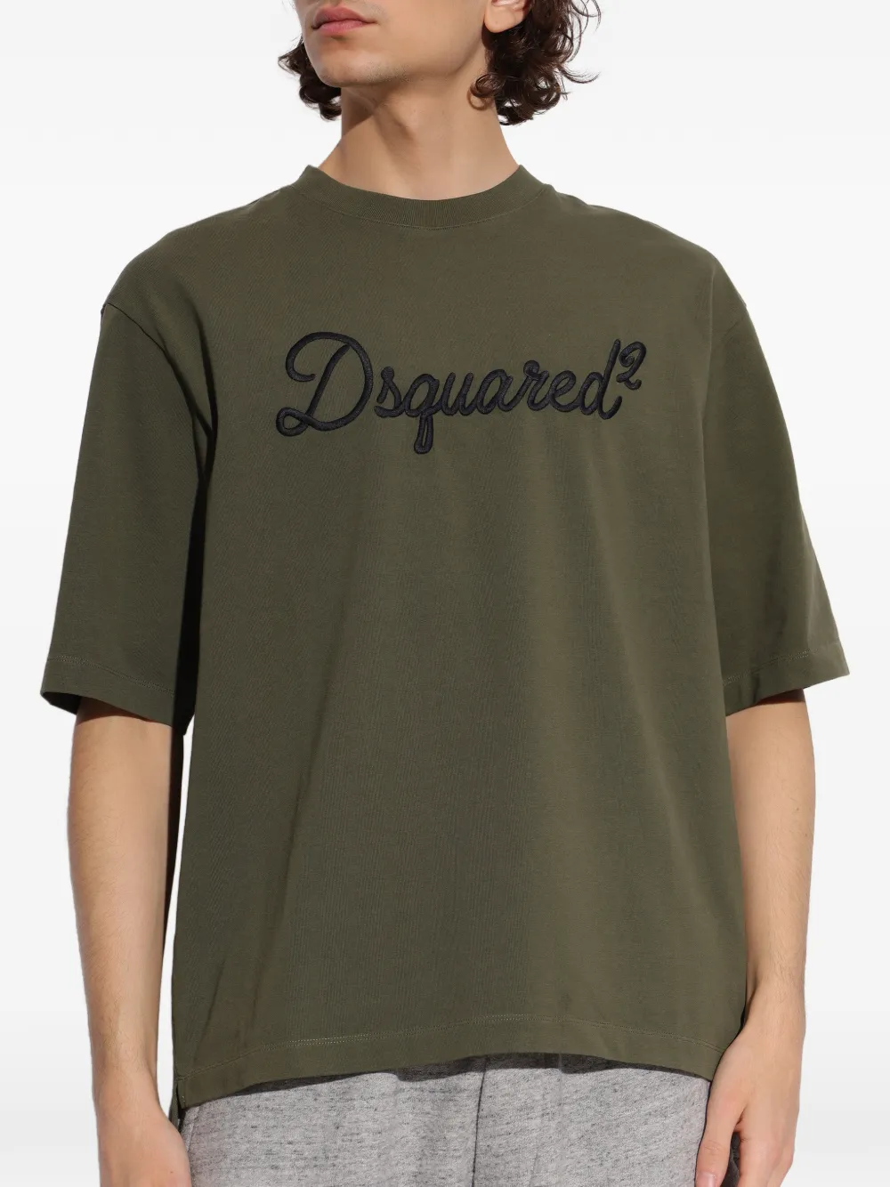 Футболка с вышивкой и круглым вырезом Dsquared2, зеленый — фото 3