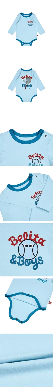 Детский боди с длинными рукавами Baby Tennis светло-голубой от Belita&Boys — фото 3