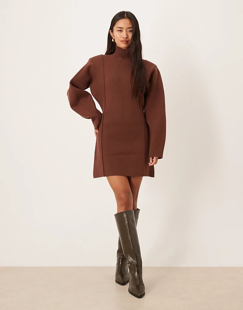 

Мини-платье ASOS DESIGN со структурированной талией цвета мокко