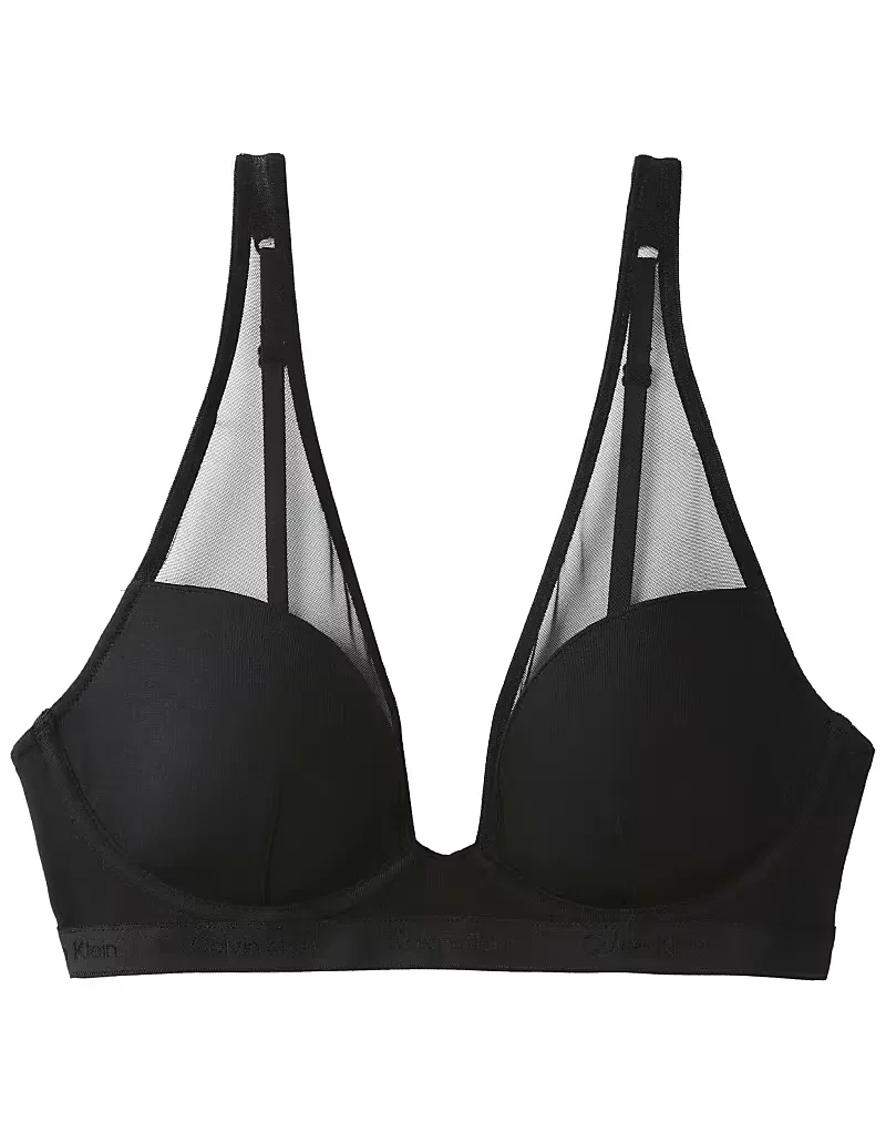 Бюстгальтер Calvin Klein Signature Modal Sheer Mesh с глубоким вырезом и легкой подкладкой, черный — фото 4