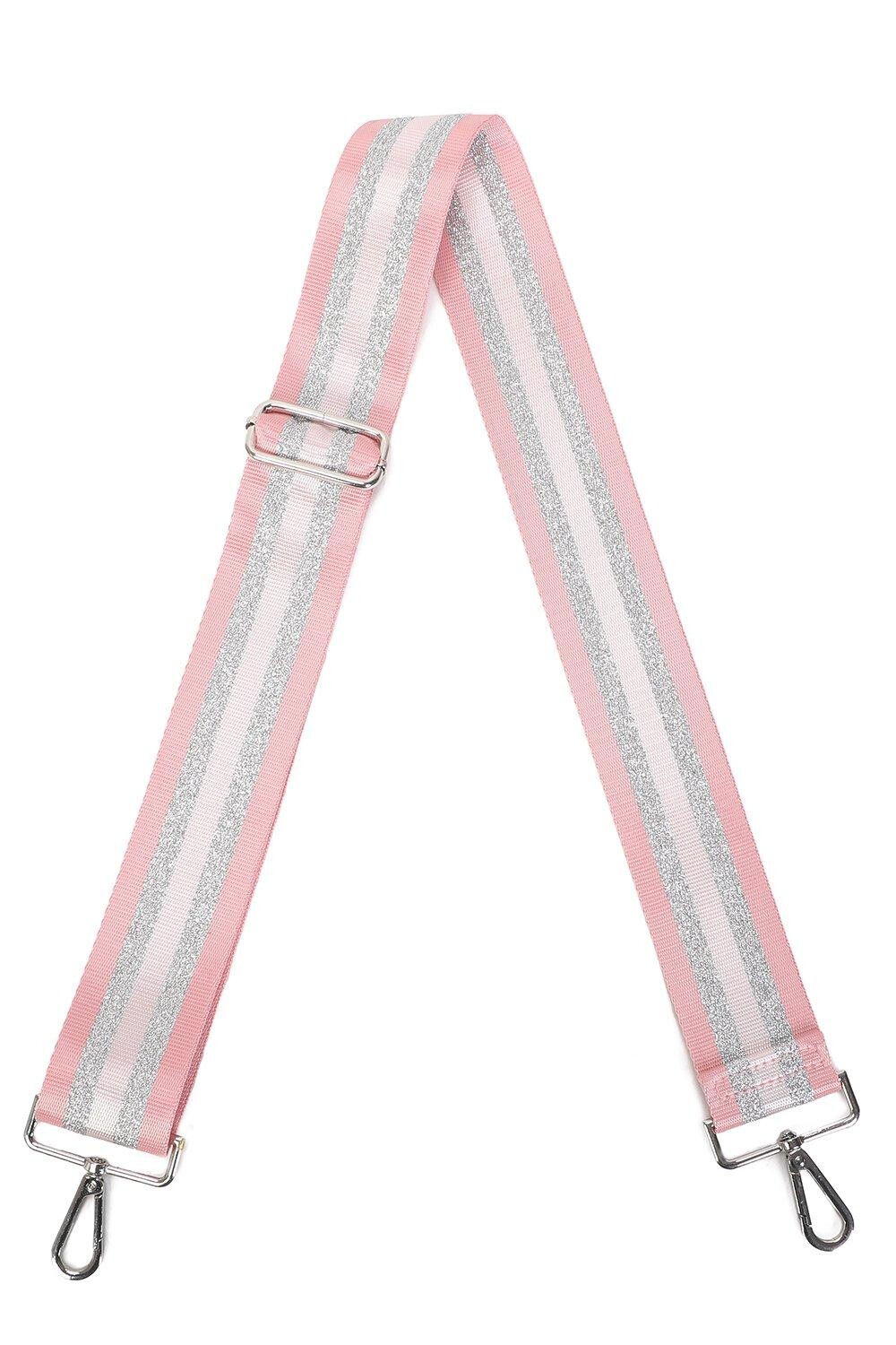 

Трехцветный регулируемый ремешок из холщовой ткани с серебряными блестками Fontanella Fashion, розовый