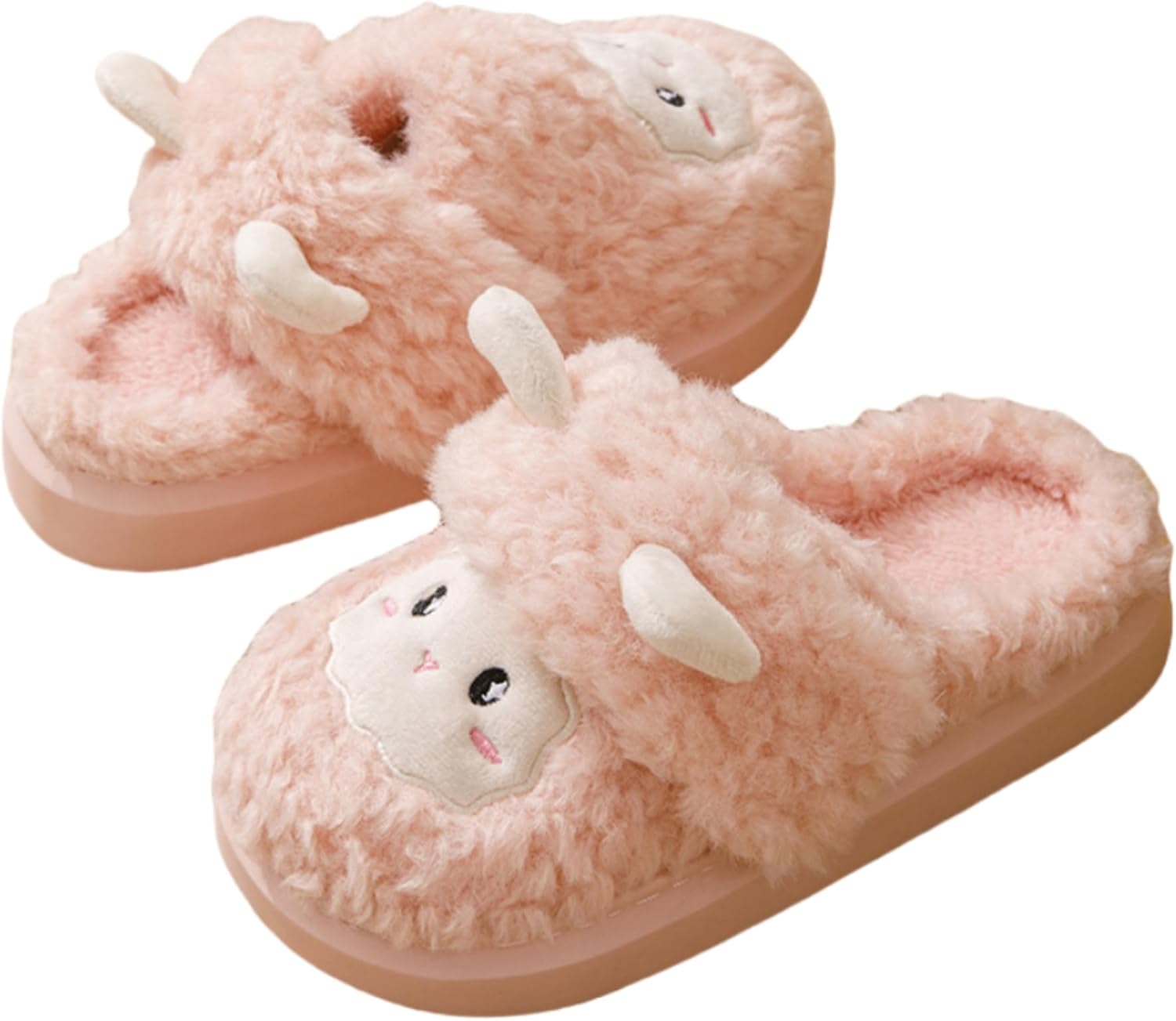 

JUTONGCHANG Милые маленькие тапочки в виде козлят, мужские и женские домашние теплые тапочки, зимние тапочки, женские домашние тапочки, креативные тапочки для родителей и детей, розовый