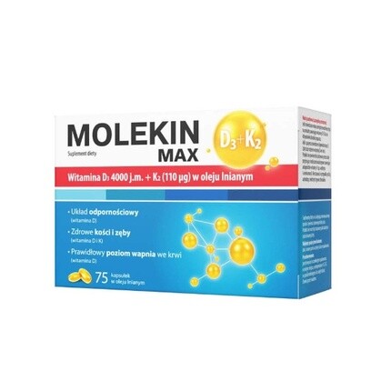 

D3 K2 Max с льняным маслом 75 капсул Molekin