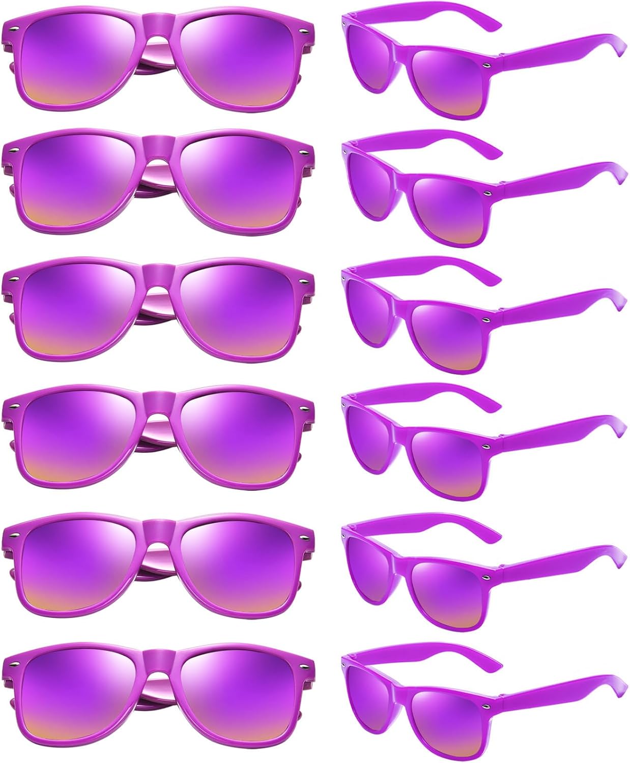

Оптовая продажа 12/24 разноцветных солнцезащитных очков с зеркальным покрытием, неоновые солнцезащитные очки в стиле 80-х/90-х, сувениры для вечеринок, унисекс Geopty, 12 Purple