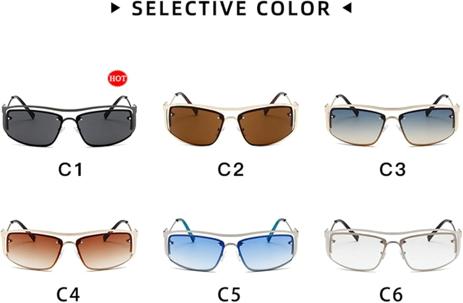 

Модные винтажные спортивные солнцезащитные очки для женщин, люксовые мужские очки неправильной формы с защитой от УФ-излучения UV400 TOIPASTN, Silver Silver