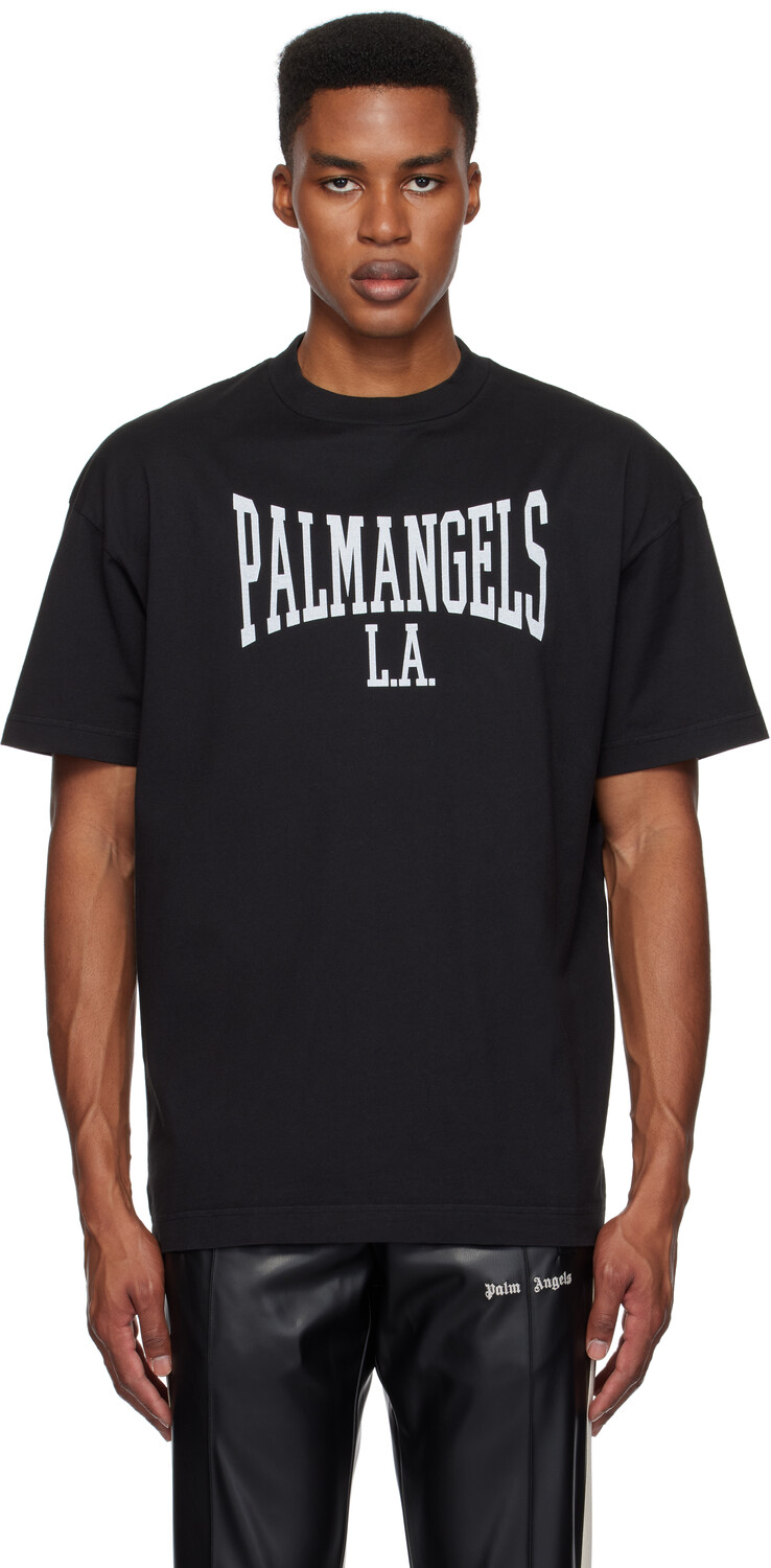

Черная футболка колледжа Palm Angels, Black/Off white
