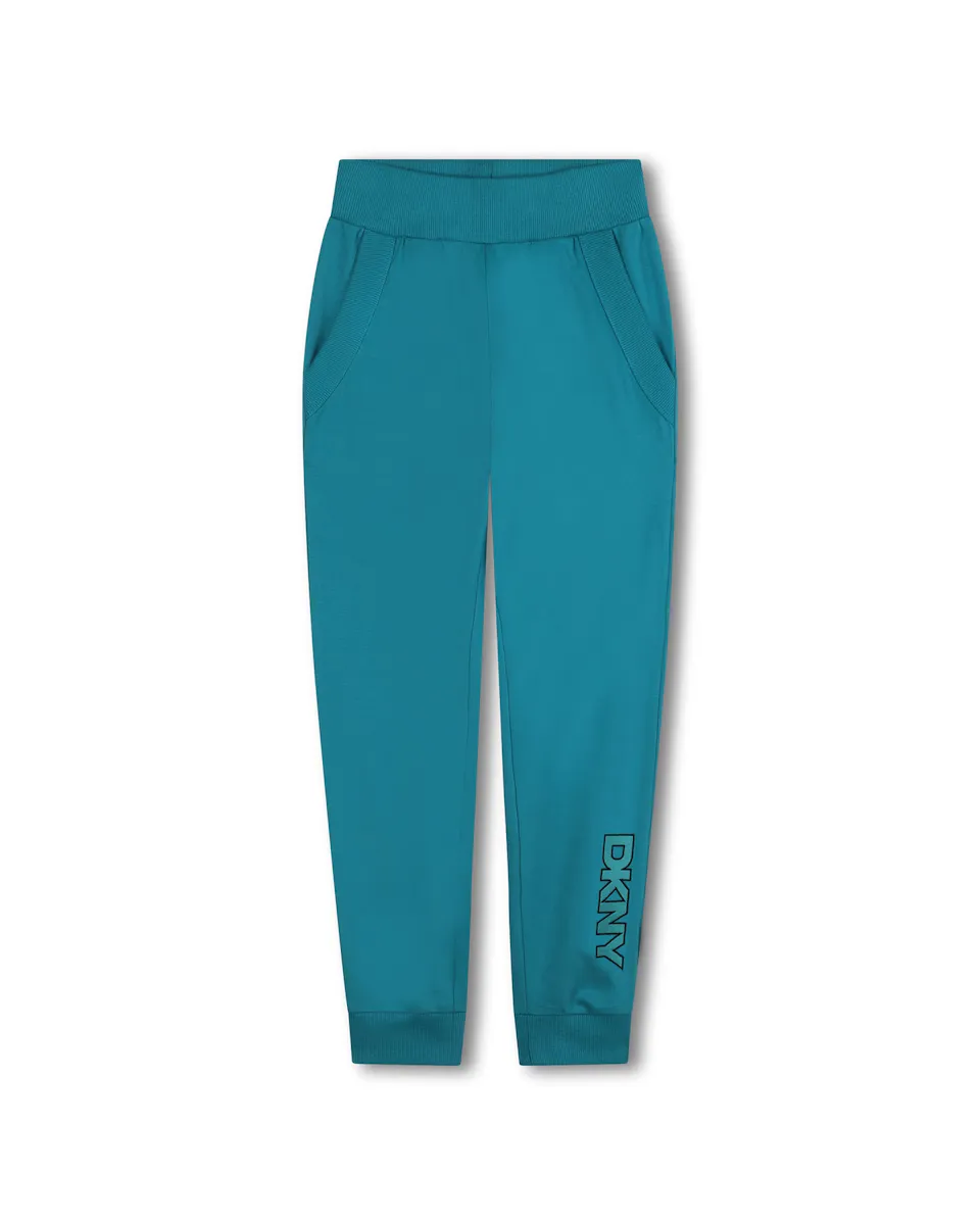 

Хлопковые спортивные брюки с логотипом на штанине DKNY, цвет Verde Agua
