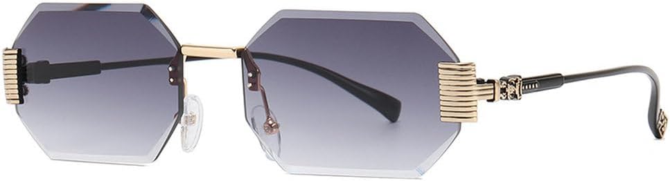 

Винтажные маленькие прямоугольные солнцезащитные очки без оправы для женщин и мужчин, модные, роскошные, трендовые, дорожные, металлические солнцезащитные очки для женщин HVTVTLA, Gray