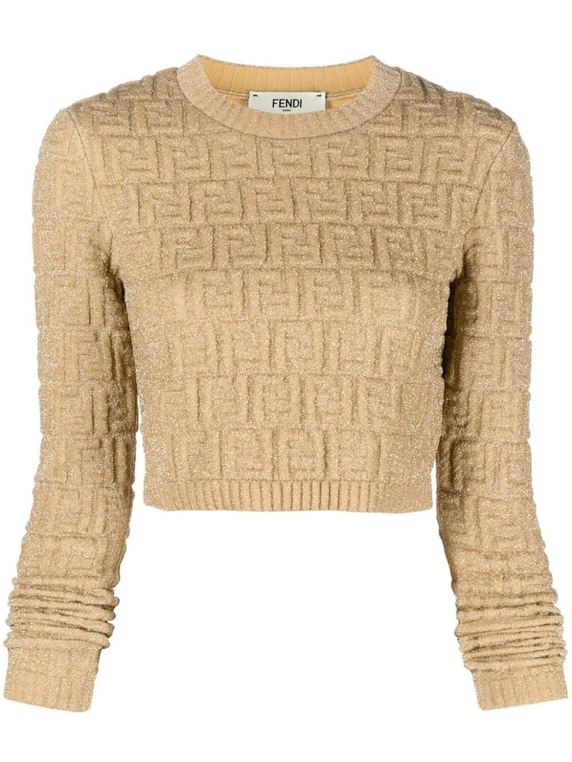 

FENDI джемпер с эффектом металлик и логотипом FF, золотистый