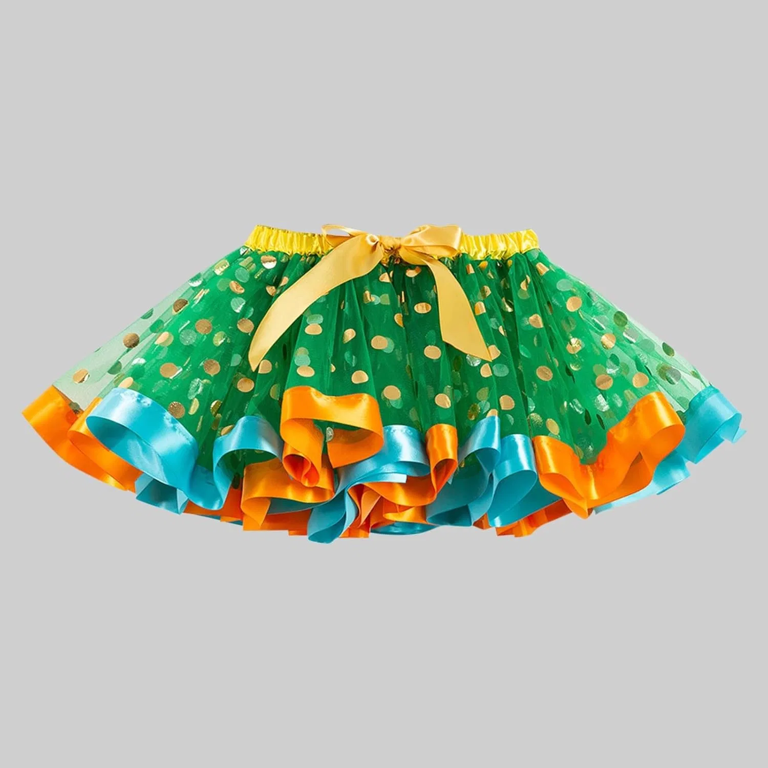 Юбка-пачка для девочек, с горошком, бренд Generic, цвет Green — фото 2