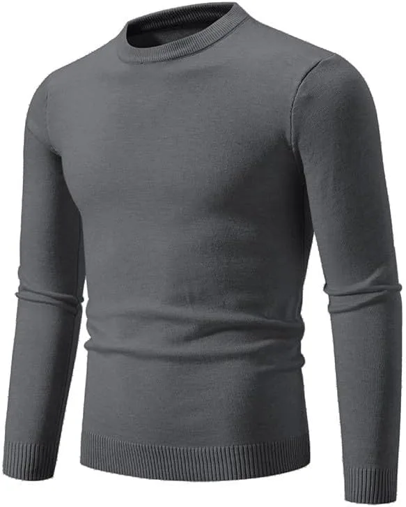 

Мужской свитер с круглым вырезом, мягкий и удобный, с длинными рукавами, облегающий
