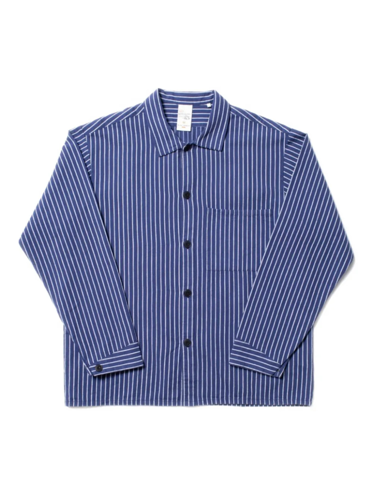

Рубашка Nudie Jeans с полосатым узором и накладным карманом, синий