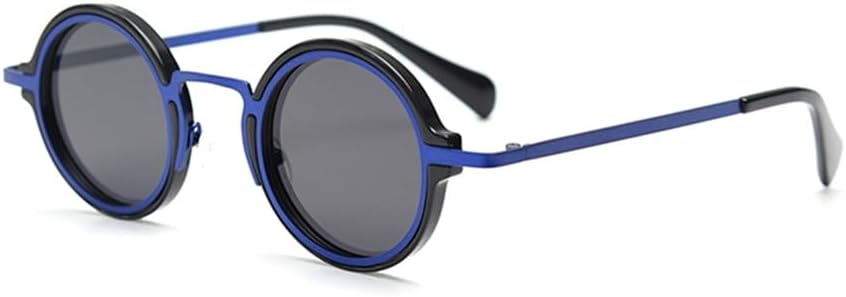 

Поляризованные солнцезащитные очки в стиле ретро для женщин, панк-стиль, металлические круглые солнцезащитные очки, винтажные мужские очки с леопардовым принтом, зеленые, UV400 VFDHN, Blue With Gray