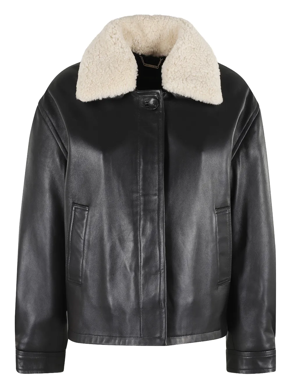 

Кожаная куртка с воротником из овчины Seventy, черный