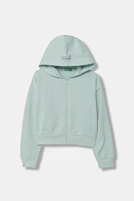 Кофта детская на молнии хлопковая United Colors of Benetton, зеленый