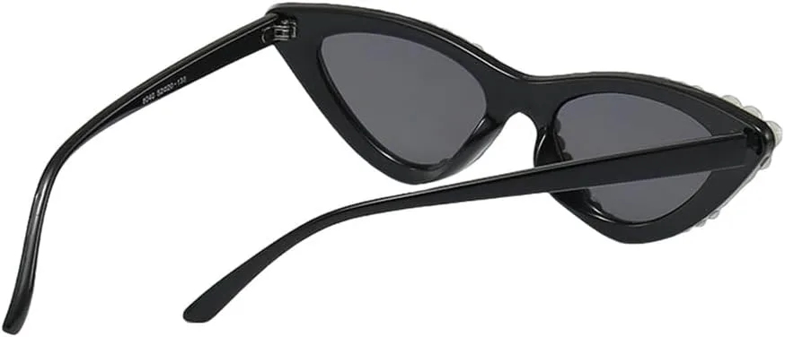 

Модные солнцезащитные очки «Кошачий глаз» с жемчужным блеском для женщин. Универсальные солнцезащитные очки с солнцезащитным козырьком UV400 TYUVIVO, Black