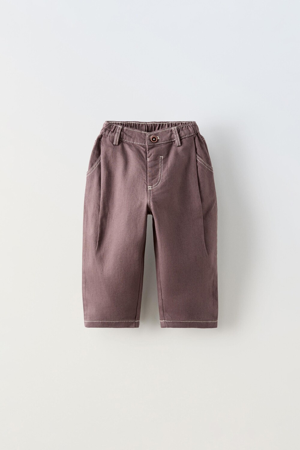 

Брюки с вышивками и отстрочкой ZARA, цвет chocolate