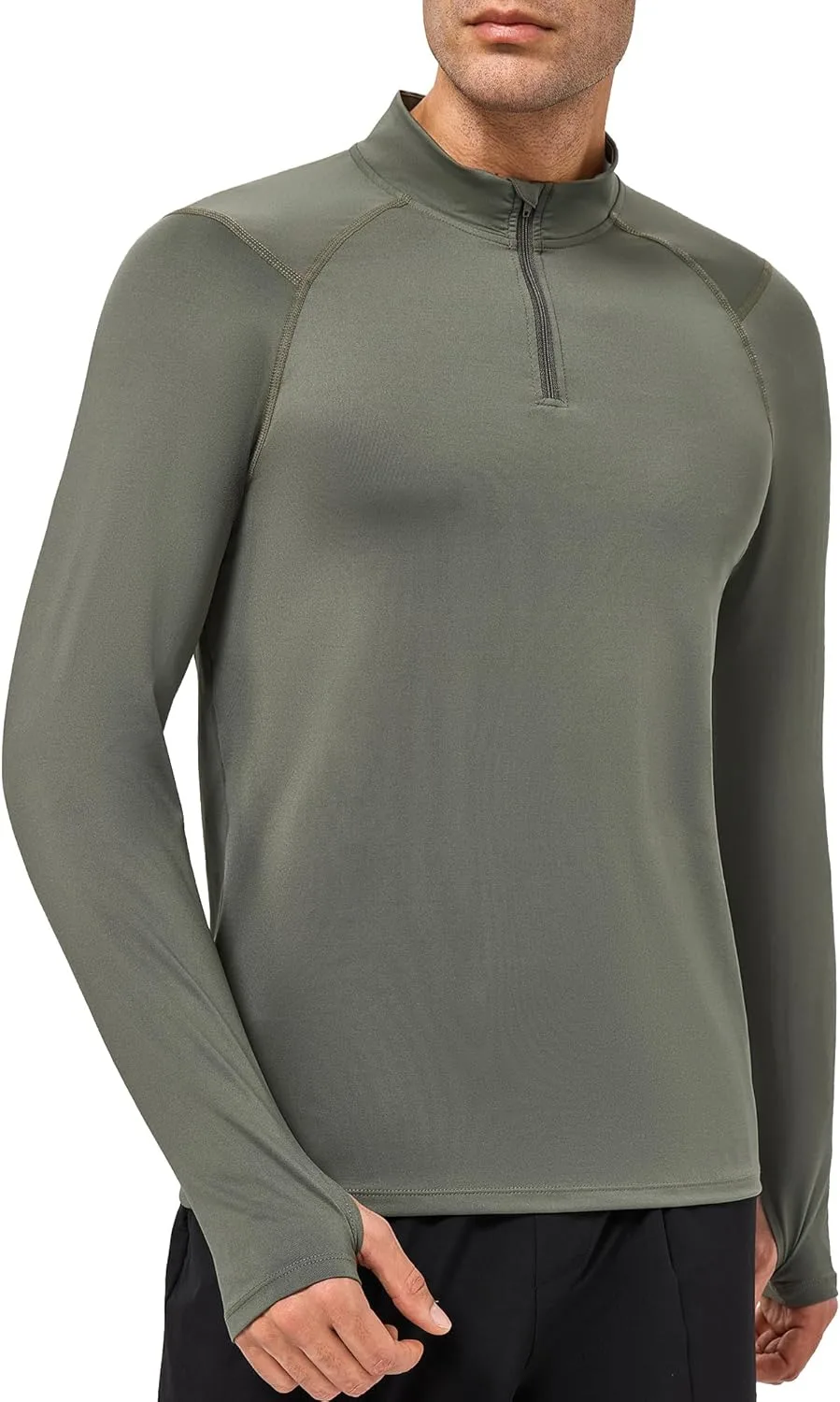 

Мужская спортивная футболка Quarter Zip Pullover с отверстием для большого пальца, влагоотводящая, с длинным рукавом LWISMIL