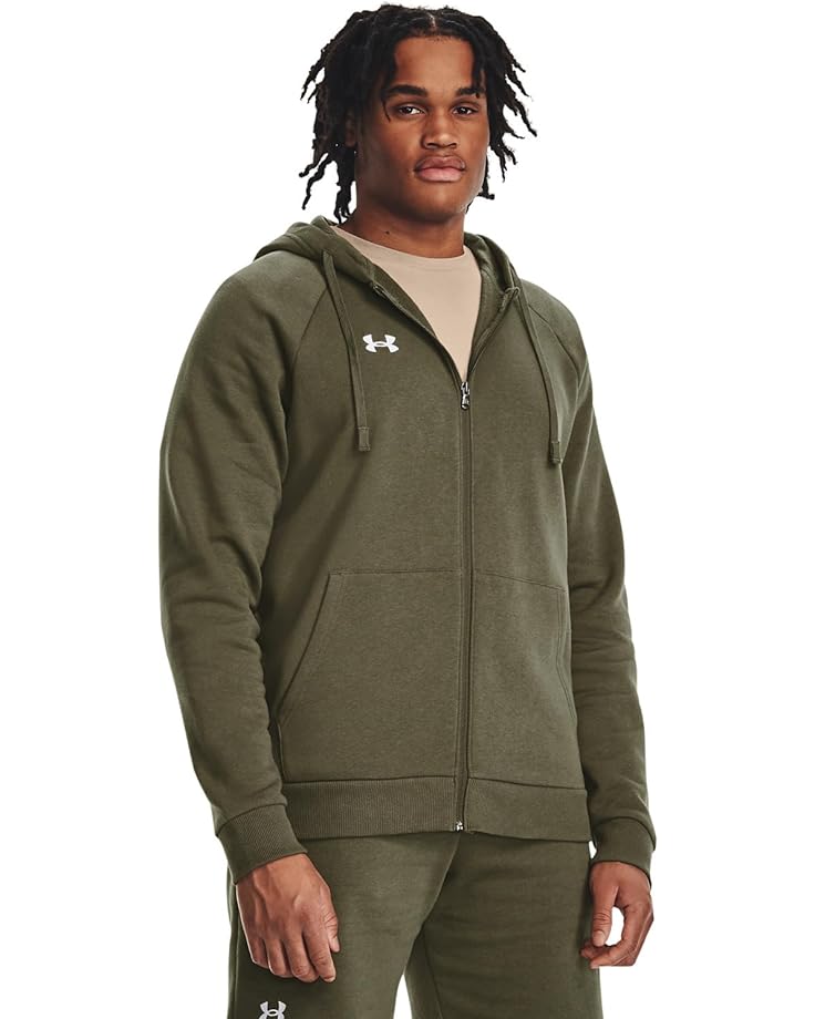 

Худи Under Armour Rival Fleece Full Zip, цвет Marine OD Green/White