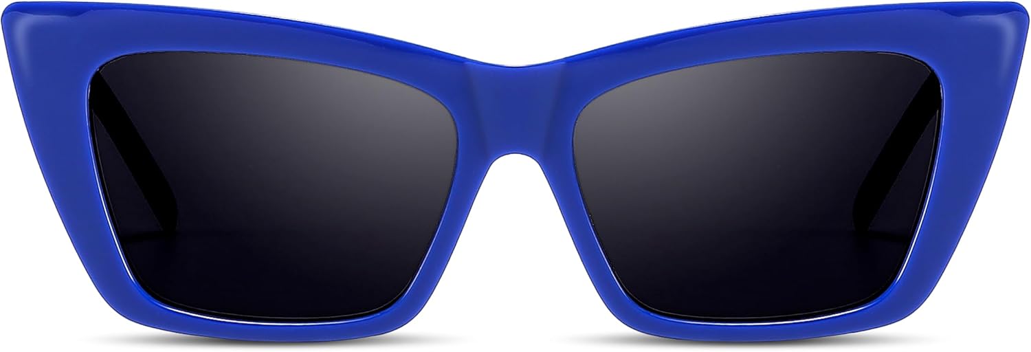 

Солнцезащитные очки «кошачий глаз» для женщин, квадратные ретро-очки с поляризацией, модные очки «кошачий глаз», симпатичные прямоугольные очки в стиле 90-х с тонировкой и защитой от УФ-излучения uvcoat, Blue Frame/ Black Lens