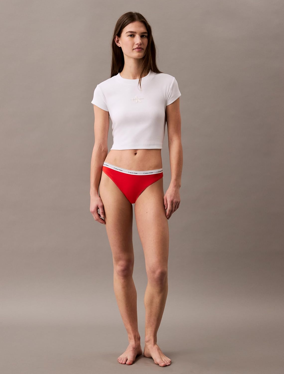 Женские трусики-бикини Calvin Klein Modern Logo из хлопка и стретч-хлопка, 5 пар в упаковке, Black/Grey Heather/Sterling Blue/Glacier/Molten — фото 2