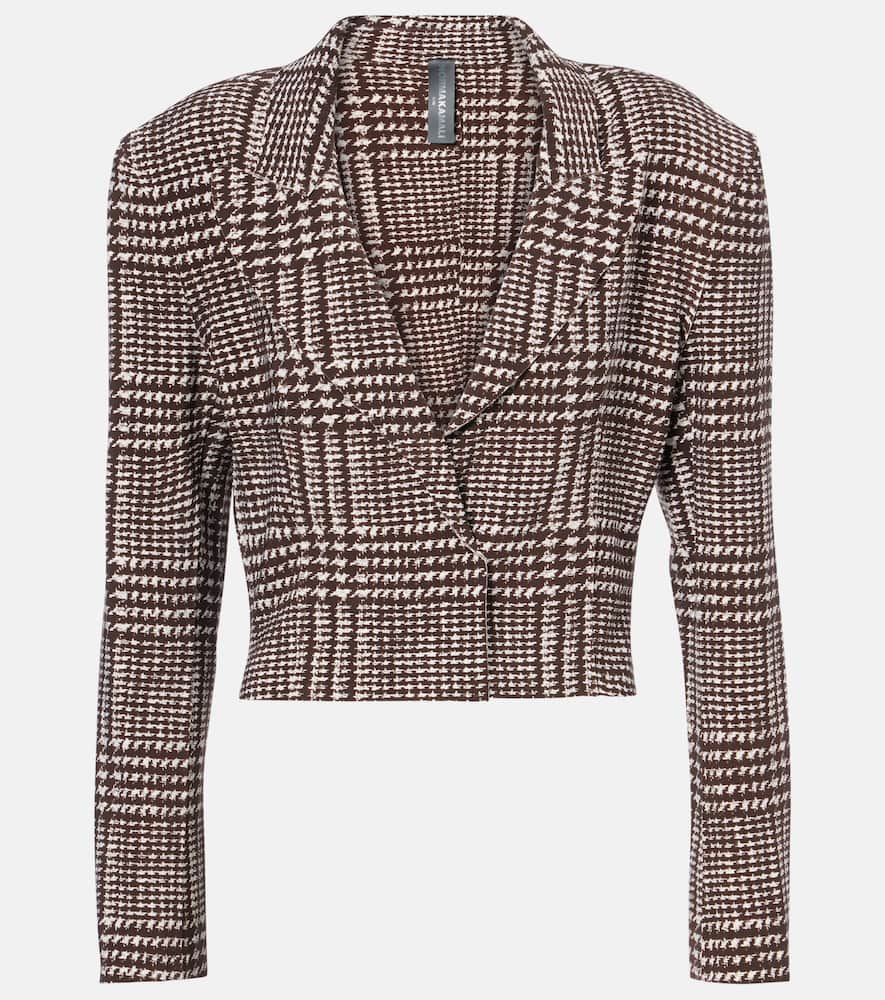 

Короткий пиджак в клетку houndstooth Norma Kamali, Chocolate Glenn Plaid