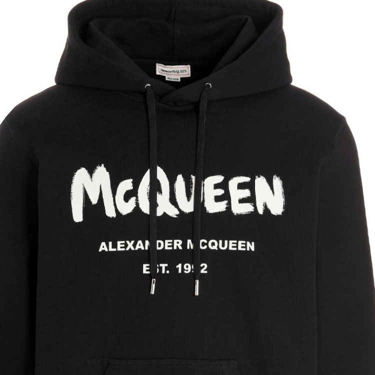 Худи с принтом логотипа на шнурке Alexander McQueen, черный — фото 4