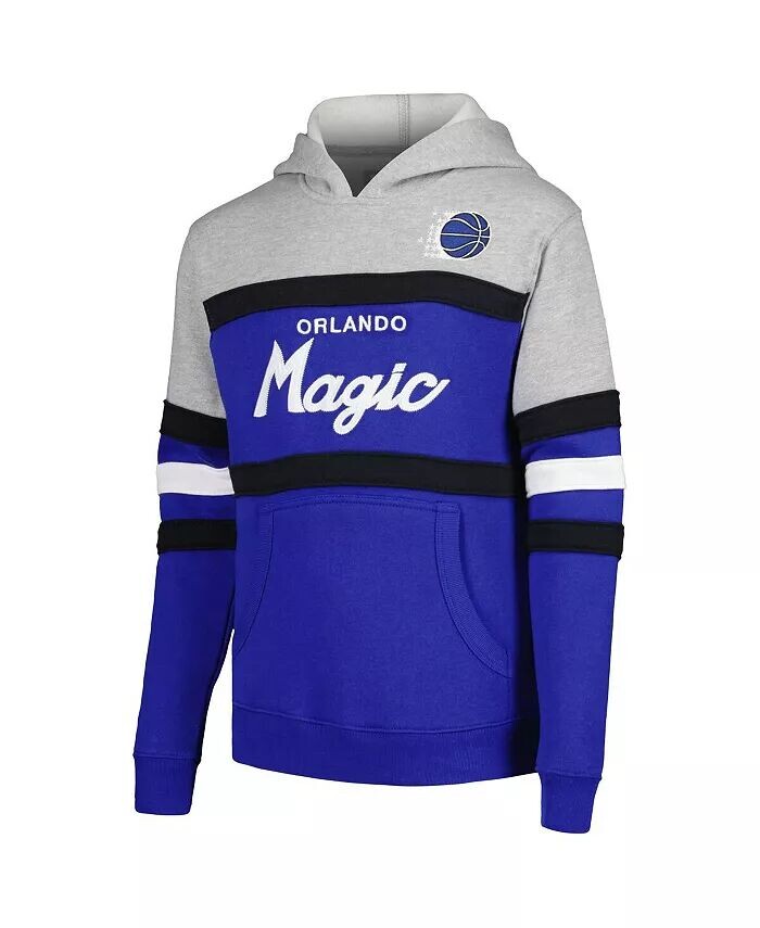 Толстовка с капюшоном для тренера Orlando Magic Hardwood Classics серого и синего цвета для больших мальчиков и девочек Mitchell & Ness — фото 2