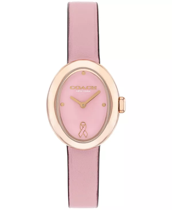 

Женские часы Sammy с розовым кожаным ремешком, предупреждающие о раке груди, 22,5 мм Coach, pink