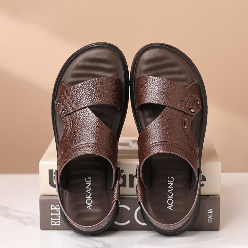 AOKANG Мужские пляжные сандалии коричневые, цвет Brown — фото 3