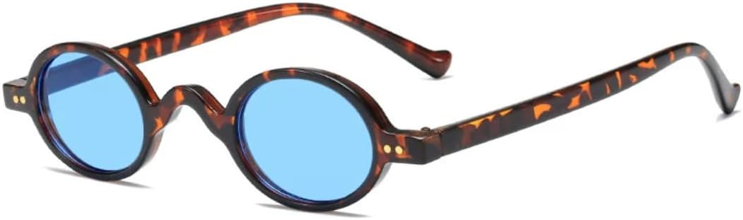 

Ретро овальные солнцезащитные очки с заклепками для женщин, модные очки в стиле стимпанк, маленькая оправа для мужчин, очки с защитой от УФ-излучения UV400 VVTWSSW, Leopard Blue