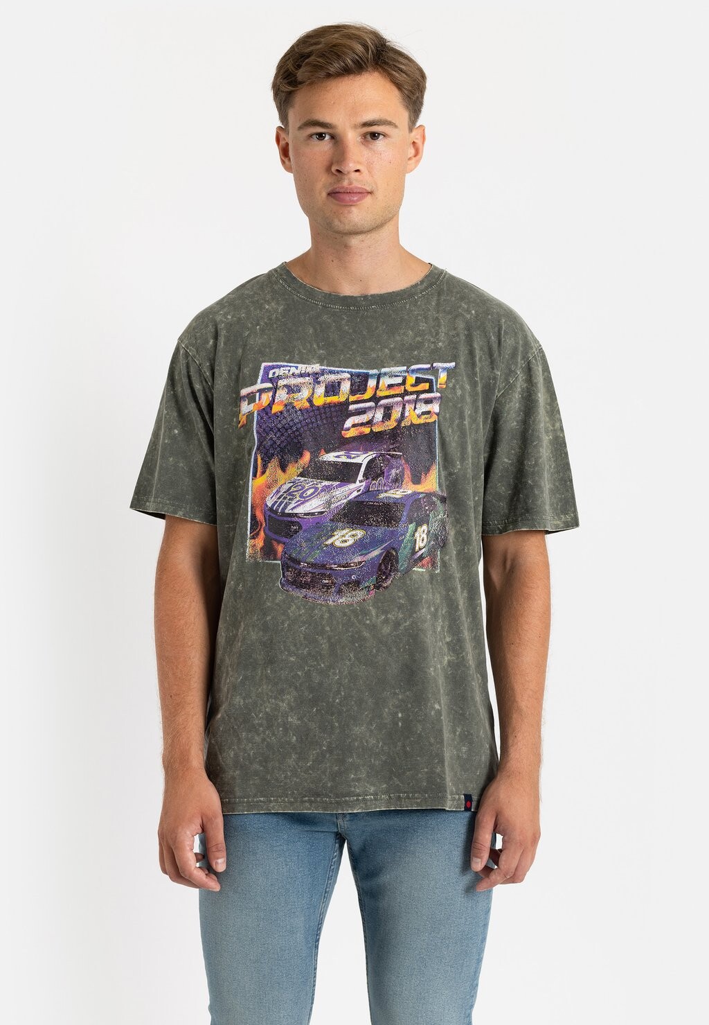 

Футболка с принтом DPRACE BOXY TEE Denim Project, серый