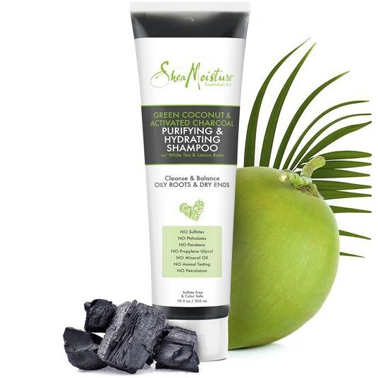 Шампунь для волос, 266 мл Shea Moisture Green Coconut & Activated Charcoal Purifying & Hydrating Shampoo, Inna marka — фото 2