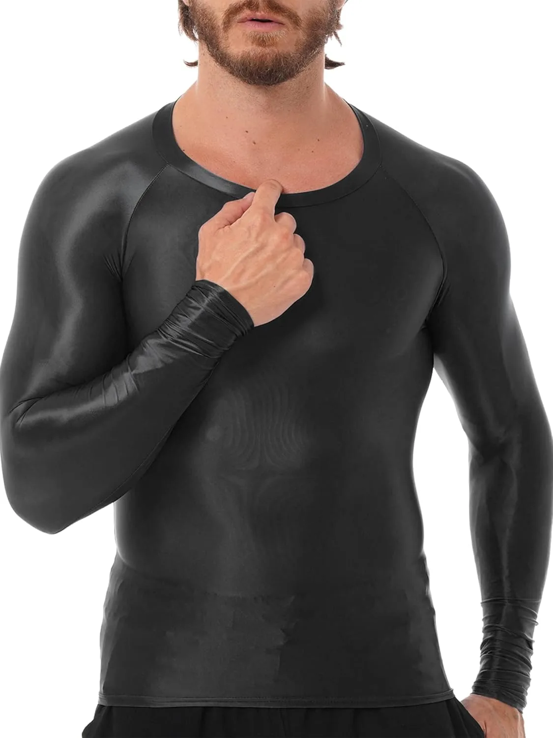 

Sholeno мужская майка Shiny Oil футболка с длинным рукавом и круглым вырезом