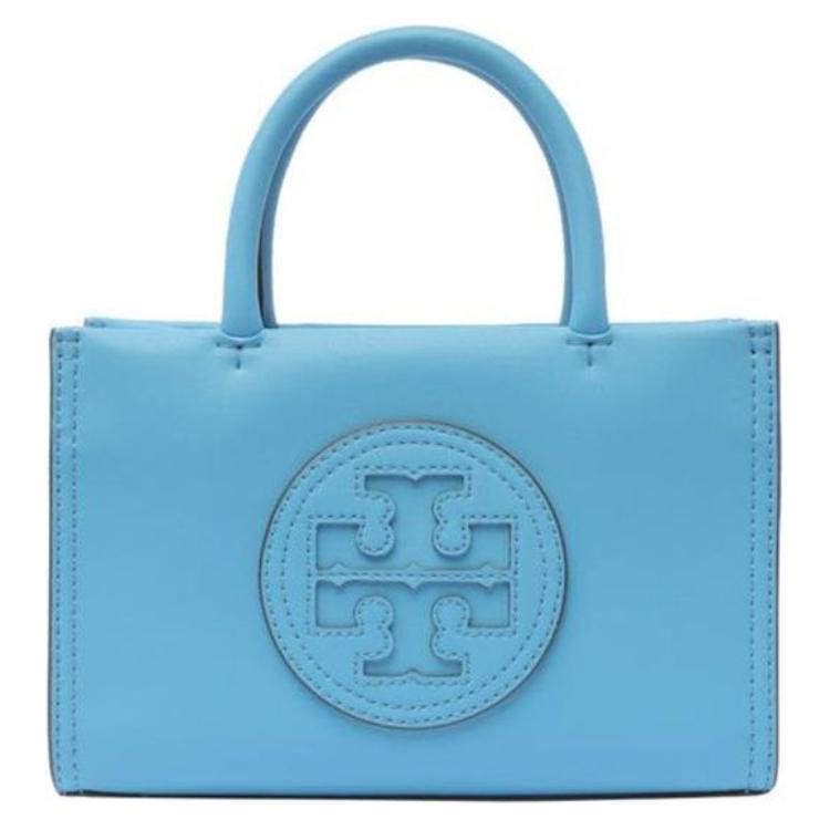 

Сумка-шоппер Ella из искусственной кожи с небесным окошком миниатюрная женская наплечная через плечо TORY BURCH голубая