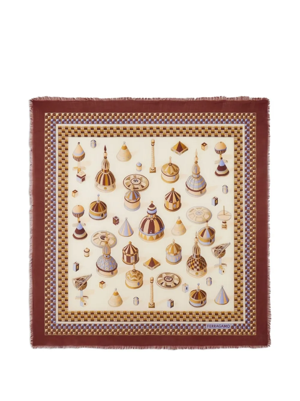 

Шарф с принтом "Геометрическое Возрождение" Ferragamo, бежевый